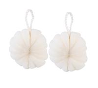 DECORNIJIA 2pcs Beige Petal-Shaped Bath Scrubber Body Sponge with Mesh Net Exfoliating Shower Balls for Adults, Soft Reticulated Bath Puff Suitable for Daily Bathing and Skin Cleansing