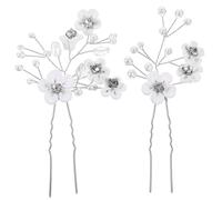 DECORNIJIA 2pcs Bridal Hair Clips with Shiny Rhinestone and Pearl Flower Design Elegant Wedding Hair Accessories for Women for Ceremony Prom and Special Occasions Easy to Use