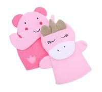 DECORNIJIA 2pcs Cartoon Kids Shower Gloves Exfoliating Body Scrubbing Mitts Bathing Scrubber Gloves for Children Toddlers Elephant and Unicorn Designs