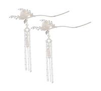 DECORNIJIA 2pcs Chinese Ancient-style Hair Sticks for Women Retro Moon Flower Handmade Hairpin with Tassels Traditional Hanfu Hair Accessories for Festivals Parties and Daily Wear