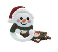 DECORNIJIA 2pcs Christmas Themed Silicone Teether Set for Babies, Xmas Molar Rods Reindeer and Snowman Designs, Soft Chew for Gum Soothing and Teething Relief