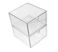 DECORNIJIA 2pcs Clear Acrylic Makeup Organizer Box with Drawers Stackable Vanity and Bathroom Countertop Storage for Skincare Face Towels and Cosmetics Holder