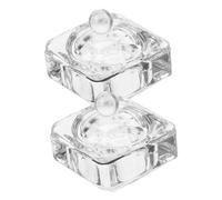 DECORNIJIA 2Pcs Clear Glass Nail Dish with Lid Multi Function Manicure Bowls for Hands Nail Accessory Container for Liquid Powder Storage