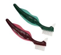 DECORNIJIA 2pcs Dentures Brush Dualhead Hard Bristle Toothbrush for False Teeth Cleaning Deep Denture Care Tool Portable Oral Cleaner for Seniors Home Travel