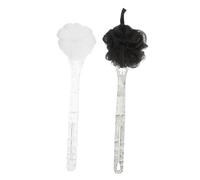 DECORNIJIA 2pcs Dual-Side Back Shower Scrubber with Long Handle Ergonomic Body Exfoliating Brush for Dead Skin Removal and Circulation Stimulation Black and White Bath Loofah for Shower