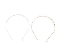 DECORNIJIA 2pcs Elegant Crystal Pearl Headbands for Women Delicate Rhinestone Hairbands in Silver and Gold Wedding and Party Accessories Sparkly Hair Hoops