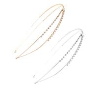 DECORNIJIA 2pcs Elegant Rhinestone Crystal Headbands for Women Wedding Bridal Hair Accessories Silver Rose Gold Cross Design for Proms Parties Anniversaries