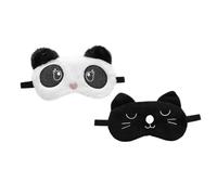 DECORNIJIA 2pcs Funny Portable Eye Mask Breathable Sleeping Blindfolds for Office Use Soft Comfortable Eye Shade Covers with Cute Panda Black Cat Designs for Relaxation and Skin Soothing