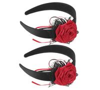 DECORNIJIA 2pcs Gothic Rose Headband for Women Artificial Floral Headdress with Nonslip Design Comfortable Fit Halloween Ghost Bride Accessory for Cosplay Party and Day Dead Celebration