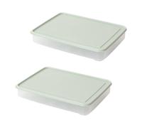DECORNIJIA 2pcs Green Refrigerator Egg Box Storage Tray Holder Fresh-keeping Box Lids for Kitchen Food Preservation Prevents Egg Falling