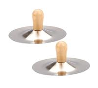DECORNIJIA 2pcs Hand Cymbals Metal with Wood Handle Portable Reliable Percussion Cymbals for Children Belly Dancing Performance Instrument