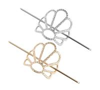 DECORNIJIA 2pcs Hollow Alloy Hair Sticks Gold Silver Hair Bun Clips Updo Accessories for Women Elegant Chignon Holders Secure Non-slip Styling Hairpins