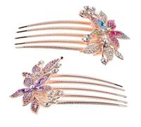 DECORNIJIA 2pcs Korean Style Rhinestone Flower Hair Comb with Five Smooth Teeth Gentle Updo Accessory for Women Versatile Side Combs for Weddings Parties Proms and Everyday Styling