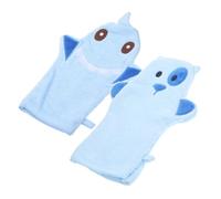 DECORNIJIA 2pcs Large Animal-shaped Bath Gloves Shower Mittens for Babies, Body Exfoliating Scrubbing Mitts with Shark and Blue Puppy Design, Gentle Skin Cleaning for Infant Bathing