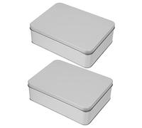 DECORNIJIA 2pcs Large Rectangular Iron Storage Boxes with Hinged Lid Multipurpose Sealed Metal Containers for Coins Cards Jewelry Candy and Small Craft Items Durable and Moisture Resistant