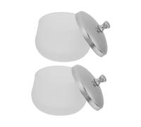 DECORNIJIA 2pcs Matte Glass Nail Acrylic Powder Dish Liquid Container Dappen Dish Nail Art Bowl Lid Stainless Steel Frosted Base for Salon and Home Use