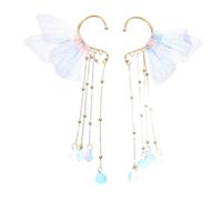 DECORNIJIA 2pcs Mermaid Ear Hook Tassel Earrings for Women Cute Butterfly Fairy Wings Ear Cuffs Boys and Girls Dangle Earrings Mermaid Themed Party Decor Jewelry