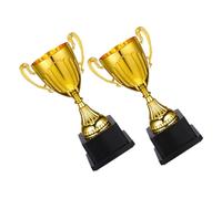 DECORNIJIA 2pcs Mini Golden Trophy Gold Trophy Award Gold Award Winners Winning Prize Statue Soccer Cups Mini Cup Plastic