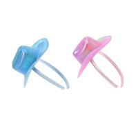 DECORNIJIA 2Pcs Mini Laser Cowboy Hat Headbands for, Iridescent Pink and Blue Party Hair Accessories, Fancy Dress Costume Headpieces for Tea Parties and Themed Events