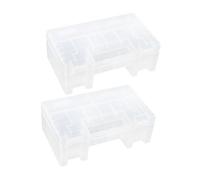 DECORNIJIA 2pcs Multi Compartment Battery Storage Box with Clear Lid Shock Resistant Dustproof Organizer for Aa and Aaa Batteries Lightweight Stackable Case with Easy Slide for Household and