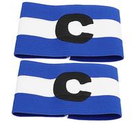 DECORNIJIA 2pcs Nylon Captain Armbands Elastic Football Leader Bands for Team Sports Basketball Baseball Hockey Reusable Lightweight Blue