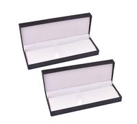 DECORNIJIA 2pcs PU Leather Pen Box Fashionable Portable Stationery Container for Business Durable Design Black for Friends Partners