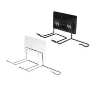 DECORNIJIA 2Pcs Punch Hair Dryer Holder Wall Mounted Storage Bracket Multifunctional Door Back Hanger Hooks for Bathroom Kitchen Black White Stainless Steel Organizer Rack