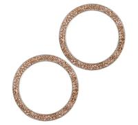 DECORNIJIA 2pcs Push to Start Button Cover Car Engine Ignition Decoration Ring Crystal Sticker Interior Accessories Easy Install Stylish Upgrade