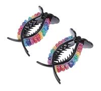 DECORNIJIA 2Pcs Rainbow Hair Claw Clamp Colorful Strong Hold No Slip Barrettes Hairpins for Women and Multi Occasion Styling Accessories Gift Box Included