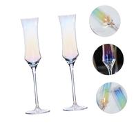 DECORNIJIA 2Pcs Rainbow Waist Wine Goblet Elegant Stemware for Home Party Use Multi-Drink Glass Cups Suitable for Wine Juice Beer and More
