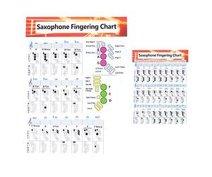 DECORNIJIA 2pcs Saxophone Chord Charts Coated Paper Posters for Beginners and Reference with Fingering Diagrams Quick Music Theory Learning Aid