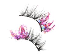 DECORNIJIA 2pcs Sequin False Eyelashes Glitter Makeup Lashes for Women Natural Strip Lashes DIY Luminous Effect for Performance
