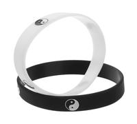 DECORNIJIA 2pcs Silicone Tai Chi Wristbands Matching Couples Bracelets Soft Comfortable Fit Street Dance Style Unisex Jewelry for Women and Men