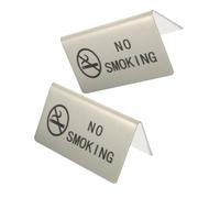 DECORNIJIA 2pcs Stainless Steel No Smoking Signs for Business and Home Tabletop No-smoking Tent Signs with English Message Reminding Environment for Offices and Restaurants