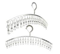 DECORNIJIA 2pcs Stainless Steel Windproof Sock Drying Racks with Clips Outdoor Clothes Hangers for Socks Underwear Gloves Rust Resistant Construction for Home and Travel