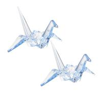 DECORNIJIA 2Pcs Transparent Acrylic Origami Crane Decorations for Home and Holiday Parties Lake Blue Animal Sculptures Creative Decorative Bird Ornaments for Table and DIY Crafts