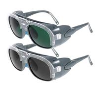 DECORNIJIA 2Pcs Welding Eye Protector Goggles with Anti-Dust and Splash Resistance, Black and Grey Plastic Safety Glasses for Electric and Arc Welding, Industrial Use