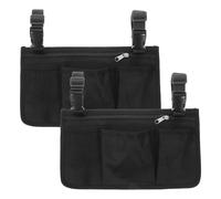 DECORNIJIA 2pcs Wheelchair Arm Rest Pouch Bag Large Capacity Side Storage with Cup Holder Robust Construction Oxford Cloth and Plastic for Adults and Recovering Individuals Indoor Outdoor Use