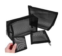 DECORNIJIA 3 Pcs Mesh Zippered Toiletry Bags Large Capacity Travel Makeup Pouches Lightweight Portable Organizer for Women Outdoor Use