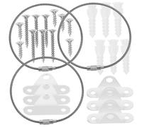 DECORNIJIA 3 Sets Safety Furniture Straps White Tip Anchors with Stainless Steel Cables Tip Resistant Furniture Brackets for Cabinets Bookshelves Wardrobes Earthquake and Proofing Strong Load
