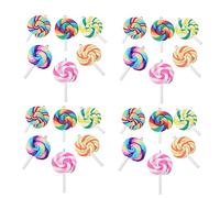 DECORNIJIA 30Pcs Colorful Polymer Clay Lollipop Charms for Keychain Necklace Earrings DIY Jewelry Making Accessories Cute Candy Pendants for Craft Projects and Bracelet Random Color