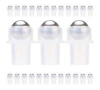 DECORNIJIA 30pcs Pe Plastic Roller Ball Bottles Metal Balls 16 Teeth Replacement Accessories for Essential Oil Perfume Lip Oil Roll-on Bottles Refills for Travel and Daily Use