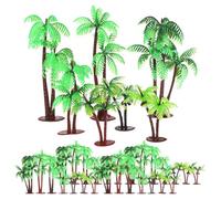 DECORNIJIA 31 Pcs Plastic Miniature Coconut Palm Tree Models 7 Sizes Palm Trees for Diorama Train Railway Fairy Garden Landscape Tropical Small Faux for Indoor and Outdoor Craft