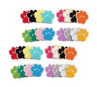 DECORNIJIA 32pcs Dog Paw Print Embroidered Iron-on Patches with Silver Edging, Animal Appliques for Clothes, Backpacks, Hats DIY Decoration and Sewing Accessories