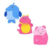 DECORNIJIA 3Pcs Bathing Gloves Exfoliating Shower Mittens Soft Reusable Skin Cleaning Accessories for Gentle Foaming and Scrubbing Mixed Cartoon Styles