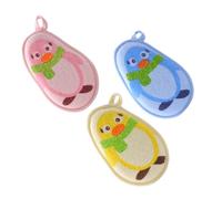 DECORNIJIA 3Pcs Bathing Towels with Lovely Penguin Print Lightweight Exfoliating Body Scrubbers Portable Bath Supplies for Newborns