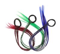DECORNIJIA 3pcs Braided Synthetic Ponytail Extensions with Elastic Hair Ties Gradient Wrap Hair Accessories for Women Daily Wear Blue Red Green