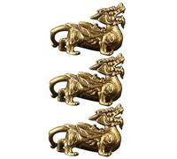 DECORNIJIA 3PCS Brass Pi Yao Car Ornament Keychain Pendant Feng Shui Wealth Symbol Lucky Home Office Decor