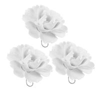 DECORNIJIA 3Pcs Ceramic Peony Flower Wall Sculpture White Small 3D Ceramic Flower Wall Art Home Mount Decoration for Living Room Bedroom