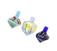 DECORNIJIA 3pcs Handblown Glass Dreidel for Hanukkah Judaica Ornament Collectible Holiday Decor Family Dreidel Game Keepsake Gift for Jewish Festival Celebration